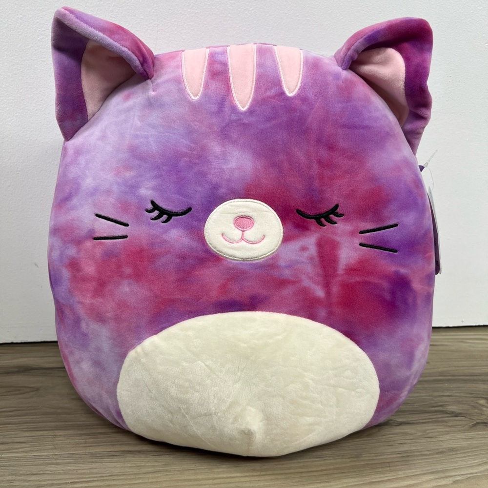 Squishmallows Purple Pink Tie-Dye Cat Plush